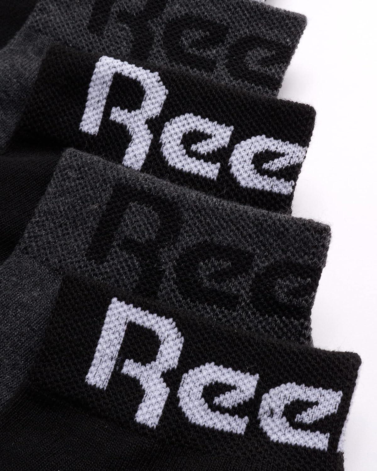 imageReebok Mens Quarter Socks  6 Pack Moisture Wicking Performance Stretch Athletic Ankle Socks for Men Sizes 6125BlackGrey Logo