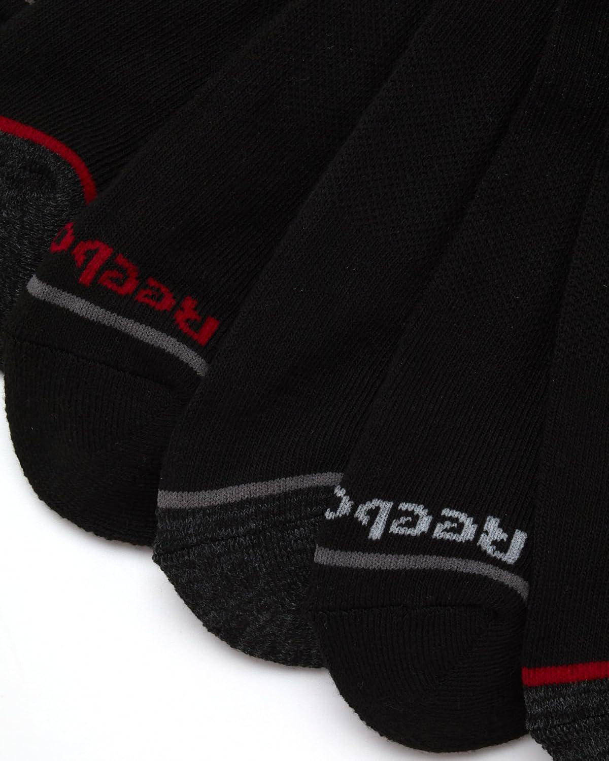 imageReebok Mens Quarter Socks  6 Pack Moisture Wicking Performance Stretch Athletic Ankle Socks for Men Sizes 6125BlackRed