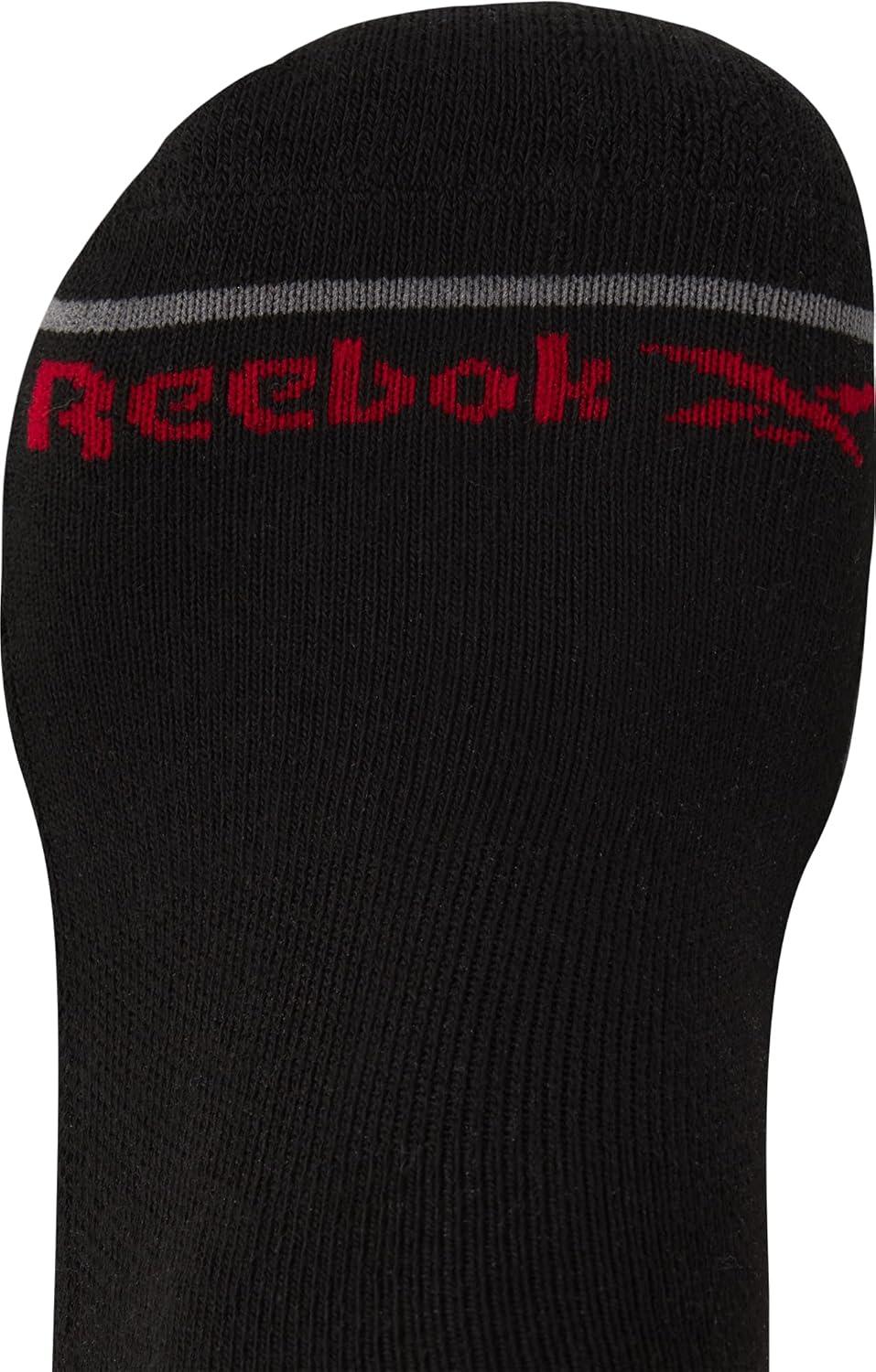 imageReebok Mens Quarter Socks  6 Pack Moisture Wicking Performance Stretch Athletic Ankle Socks for Men Sizes 6125BlackRed
