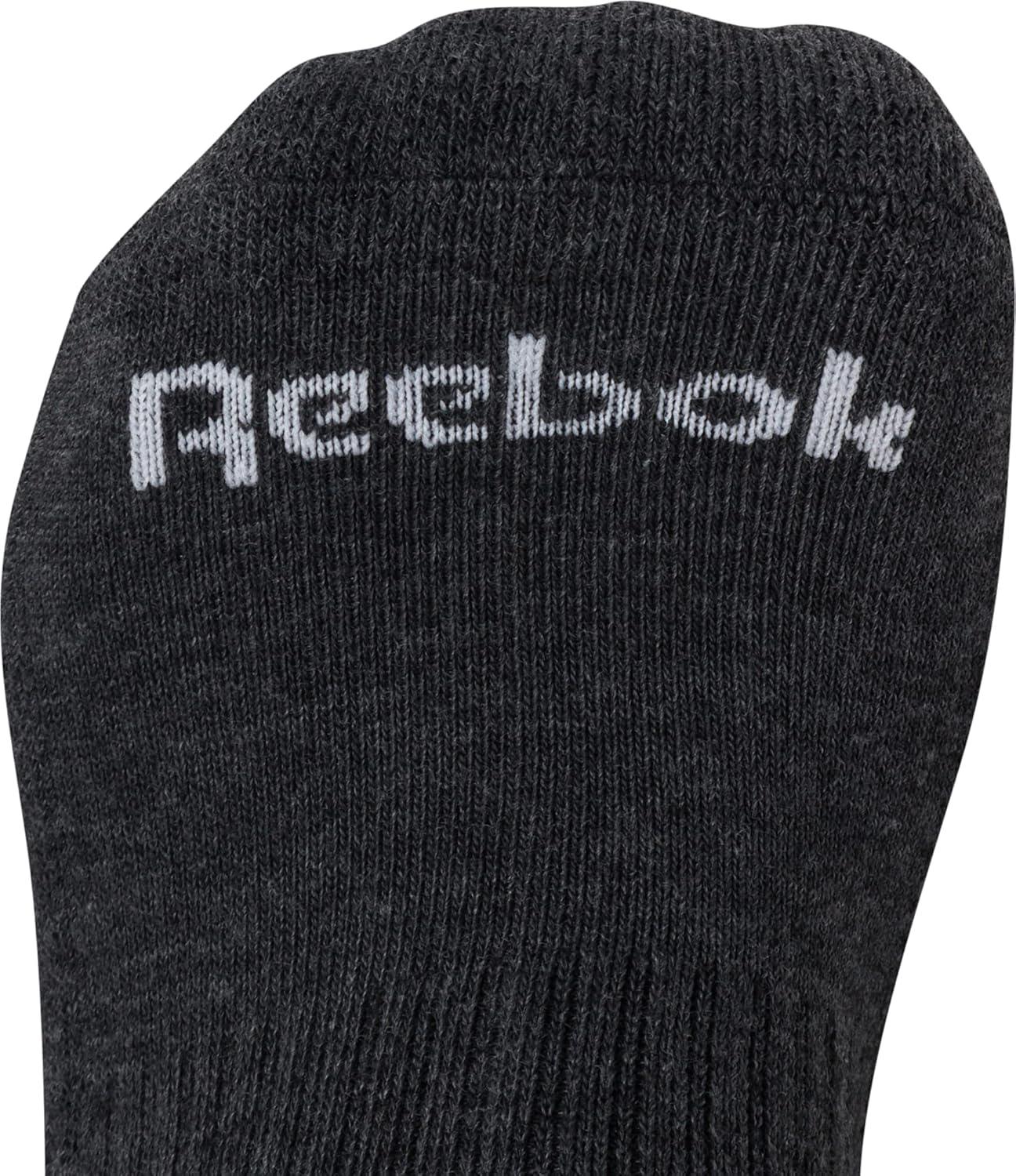 imageReebok Mens Quarter Socks  6 Pack Moisture Wicking Performance Stretch Athletic Ankle Socks for Men Sizes 6125Grey Logo