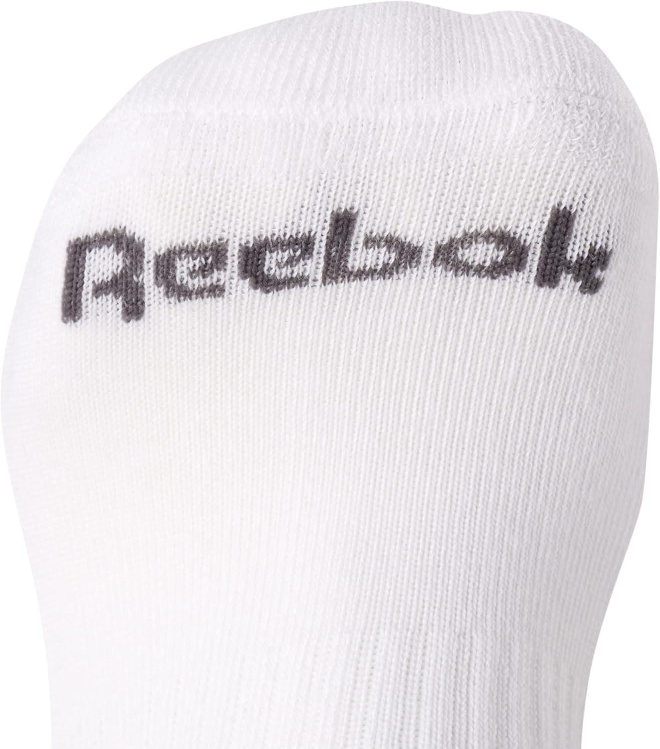 imageReebok Mens Quarter Socks  6 Pack Moisture Wicking Performance Stretch Athletic Ankle Socks for Men Sizes 6125White Logo