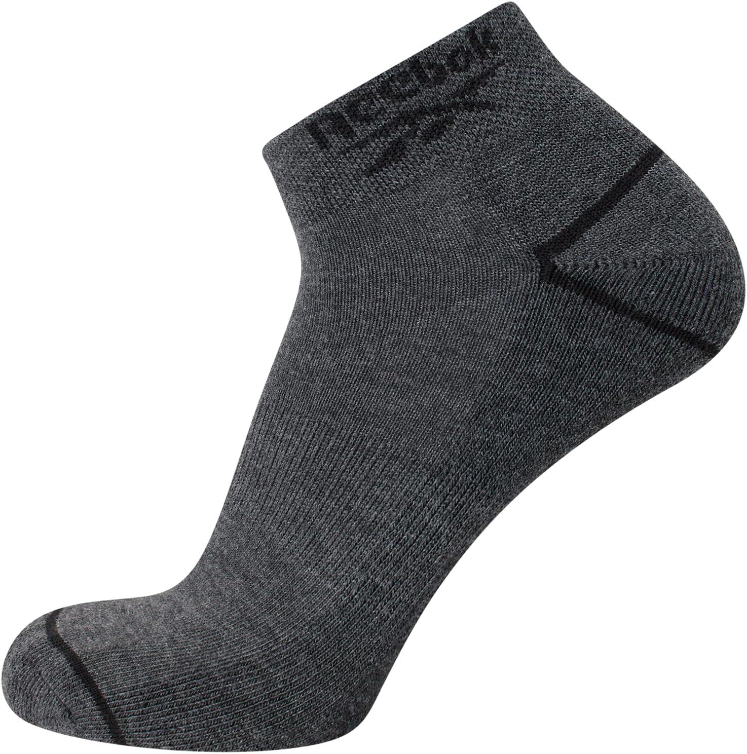 imageReebok Mens Quarter Socks  6 Pack Moisture Wicking Performance Stretch Athletic Ankle Socks for Men Sizes 6125WhiteGreyBlack