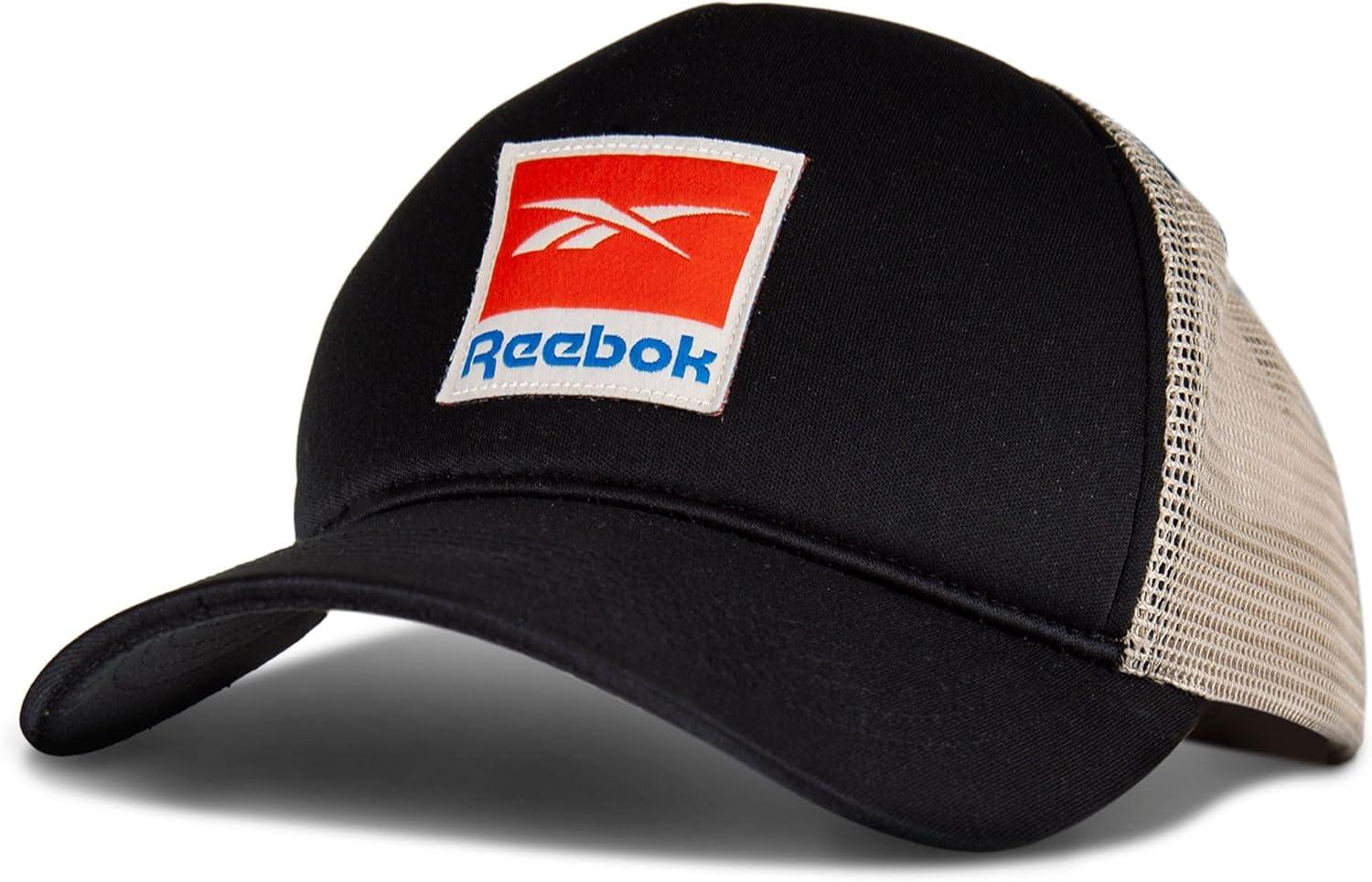 imageReebok Vintage Trucker Hat  Black Snapback Closure Mesh Backpanels FivePanel Design