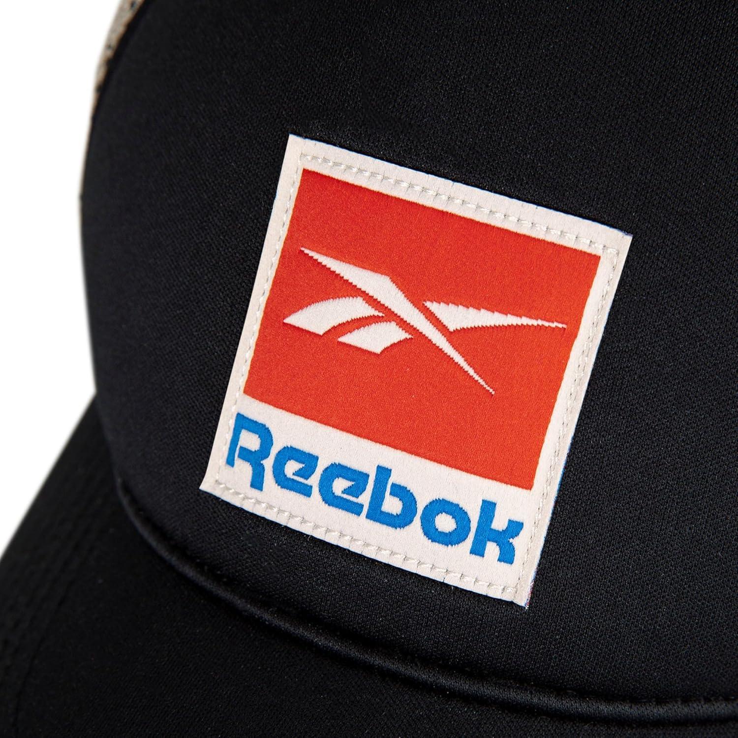 imageReebok Vintage Trucker Hat  Black Snapback Closure Mesh Backpanels FivePanel Design