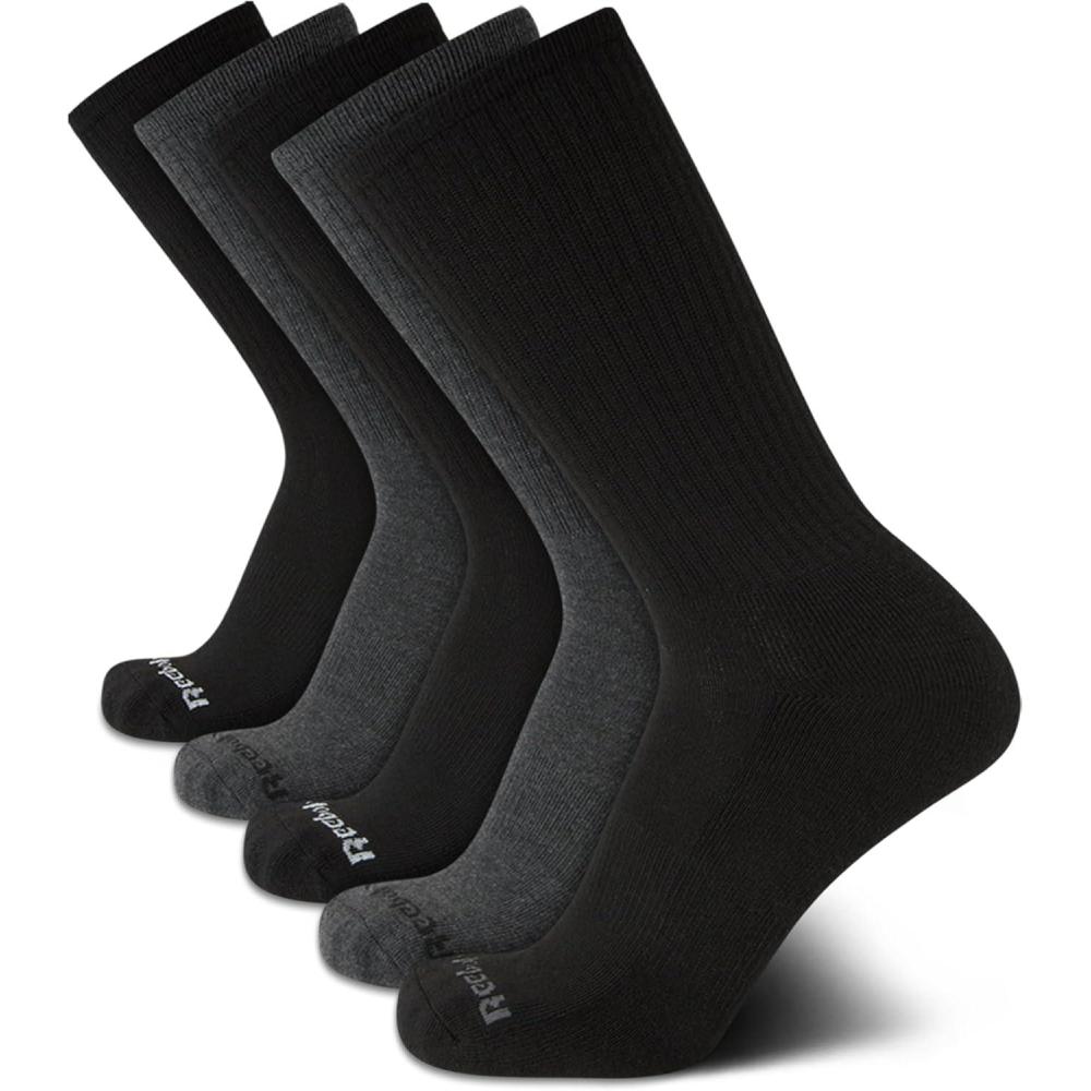imageReebok Mens Athletic Crew Socks  5 Pack Moisture Wicking Cushioned Athletic Socks for Men with Reinforced Seams 6125BlackGrey