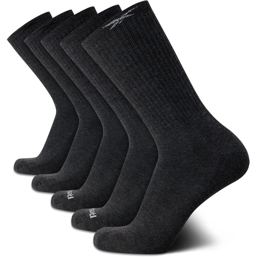 imageReebok Mens Athletic Crew Socks  5 Pack Moisture Wicking Cushioned Athletic Socks for Men with Reinforced Seams 6125Grey