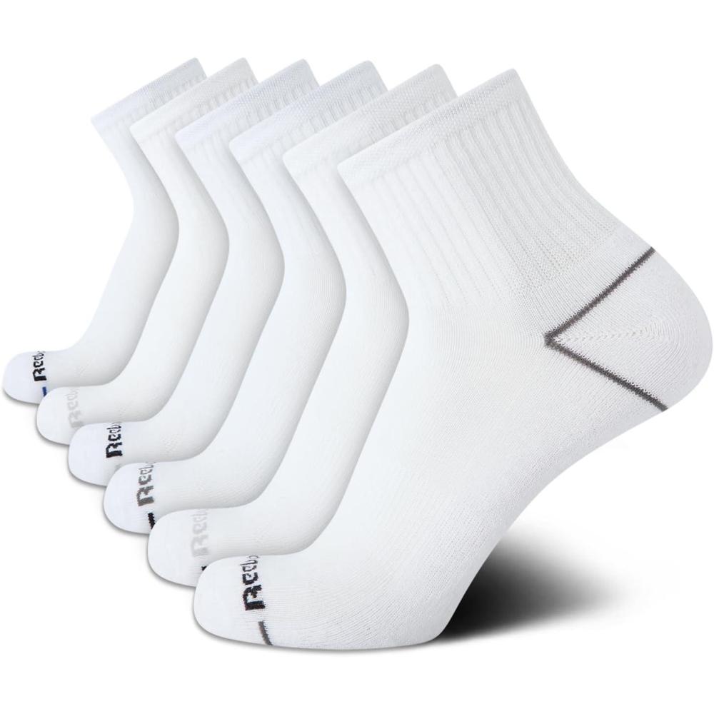 imageReebok Mens Athletic Socks  Cushion High Quarter Cut Socks 6 PackAll White