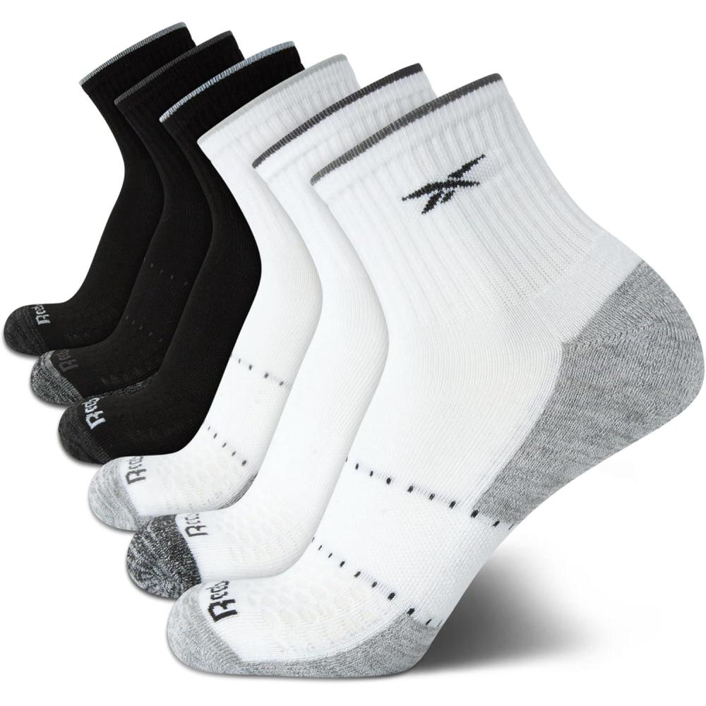 imageReebok Mens Athletic Socks  Cushion High Quarter Cut Socks 6 PackWhiteBlack