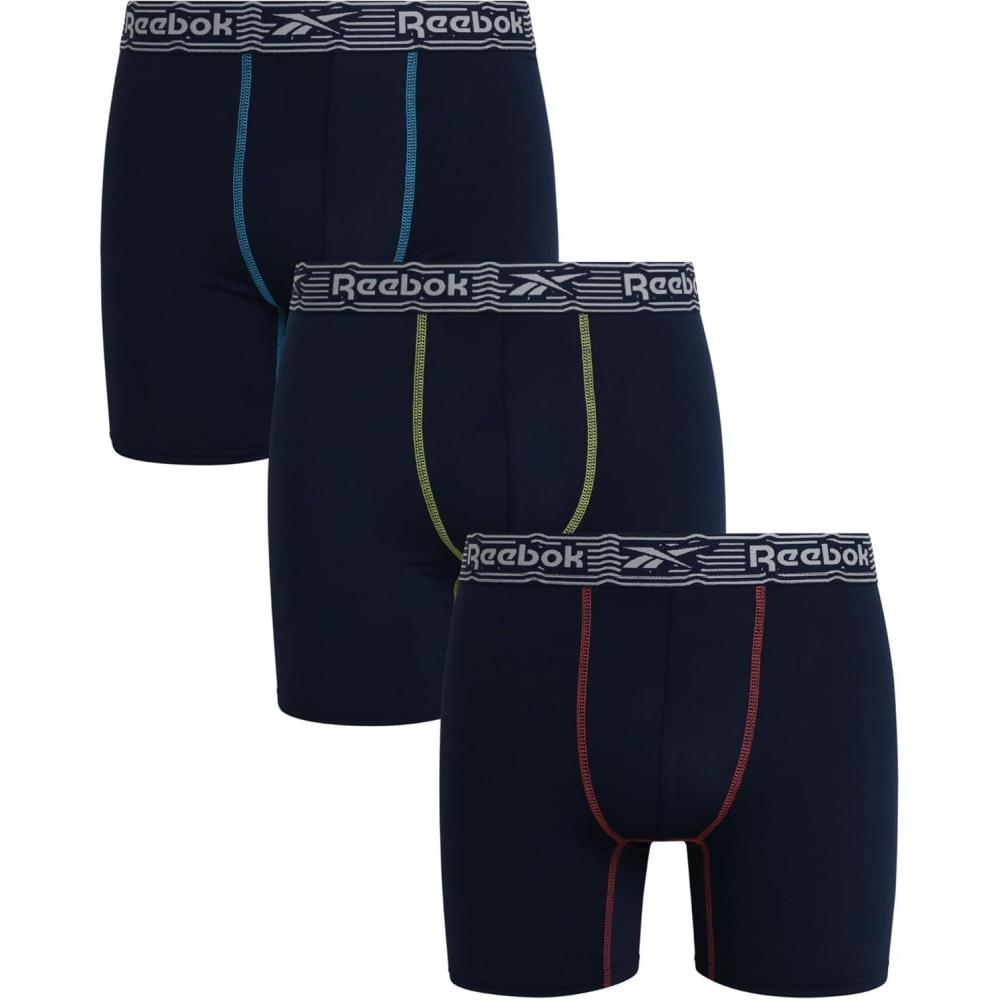 imageReebok Mens Boxer Briefs  3 Pack Stretch Moisture Wicking Mens Underwear with Contour Pouch Boxers for Men Sizes SXL3pk All Maritime Blue