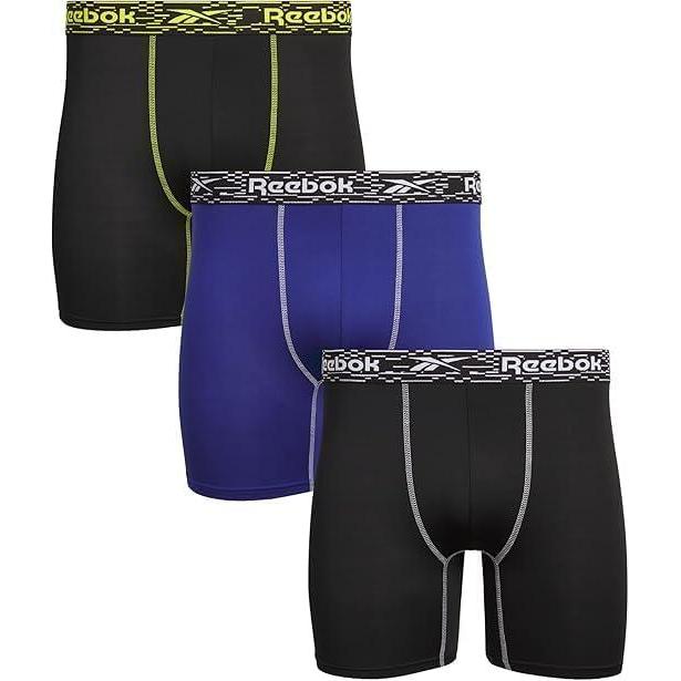 imageReebok Mens Boxer Briefs  3 Pack Stretch Moisture Wicking Mens Underwear with Contour Pouch Boxers for Men Sizes SXL3pk BlackBlackNavy