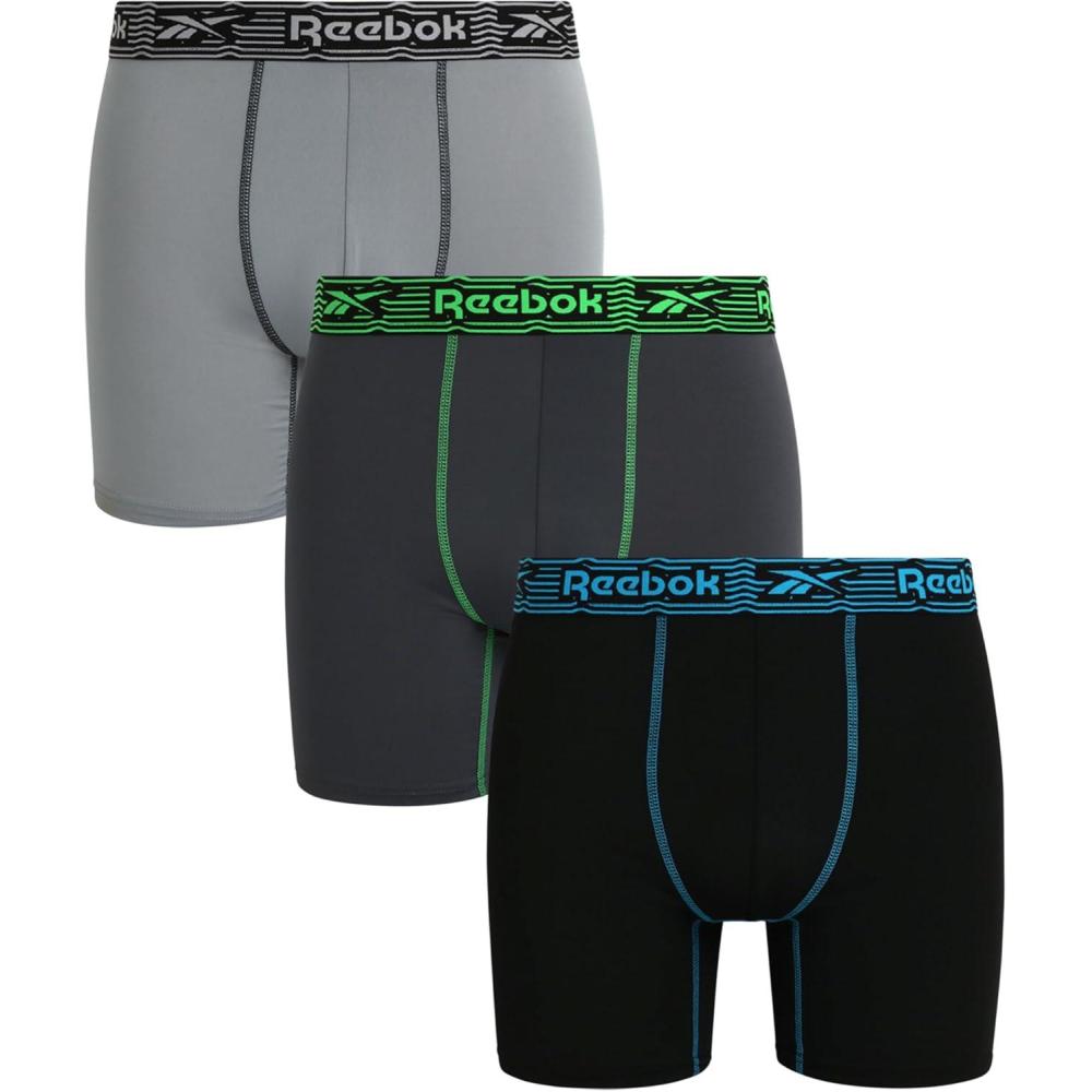 imageReebok Mens Boxer Briefs  3 Pack Stretch Moisture Wicking Mens Underwear with Contour Pouch Boxers for Men Sizes SXL3pk BlackBlackened PearlCharcoal Grey