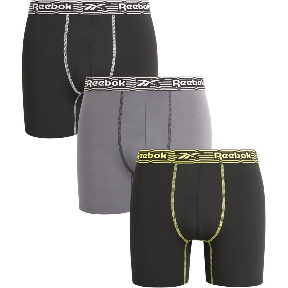 imageReebok Mens Boxer Briefs  3 Pack Stretch Moisture Wicking Mens Underwear with Contour Pouch Boxers for Men Sizes SXL3pk BlackDark GreyLight Grey