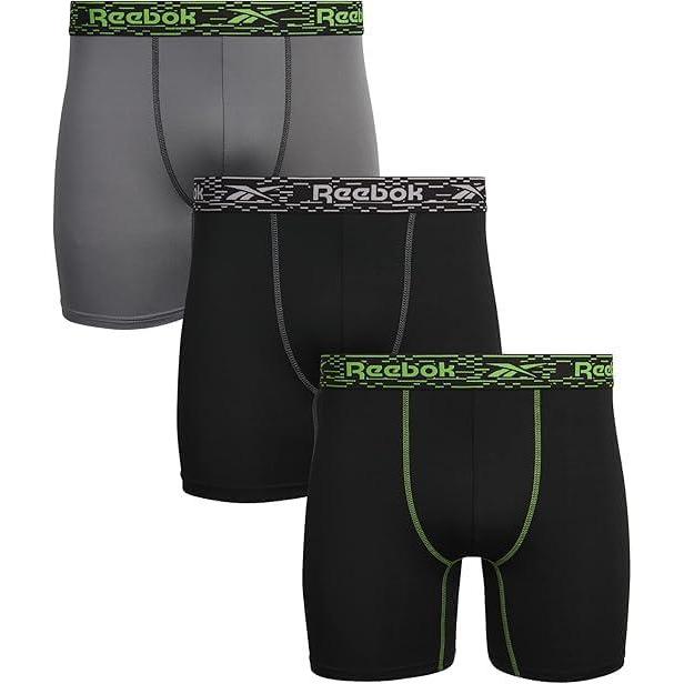 imageReebok Mens Boxer Briefs  3 Pack Stretch Moisture Wicking Mens Underwear with Contour Pouch Boxers for Men Sizes SXL3pk BlackGreyBlack