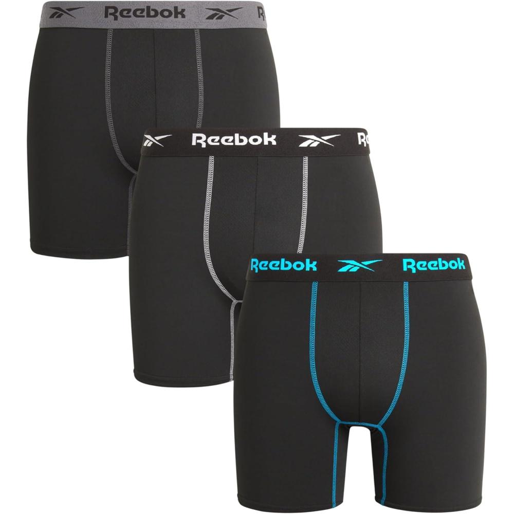 imageReebok Mens Boxer Briefs  3 Pack Stretch Moisture Wicking Mens Underwear with Contour Pouch Boxers for Men Sizes SXLBlackBlackBlack