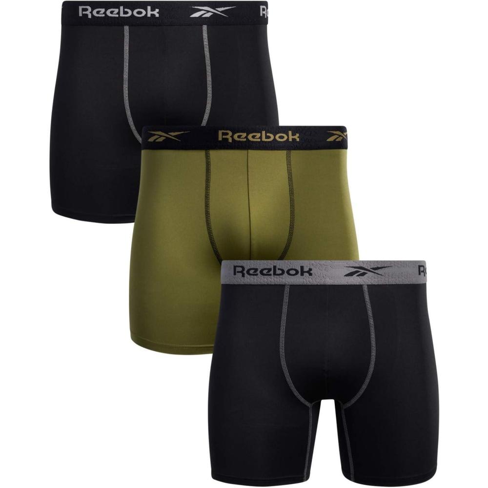 imageReebok Mens Boxer Briefs  3 Pack Stretch Moisture Wicking Mens Underwear with Contour Pouch Boxers for Men Sizes SXLGold
