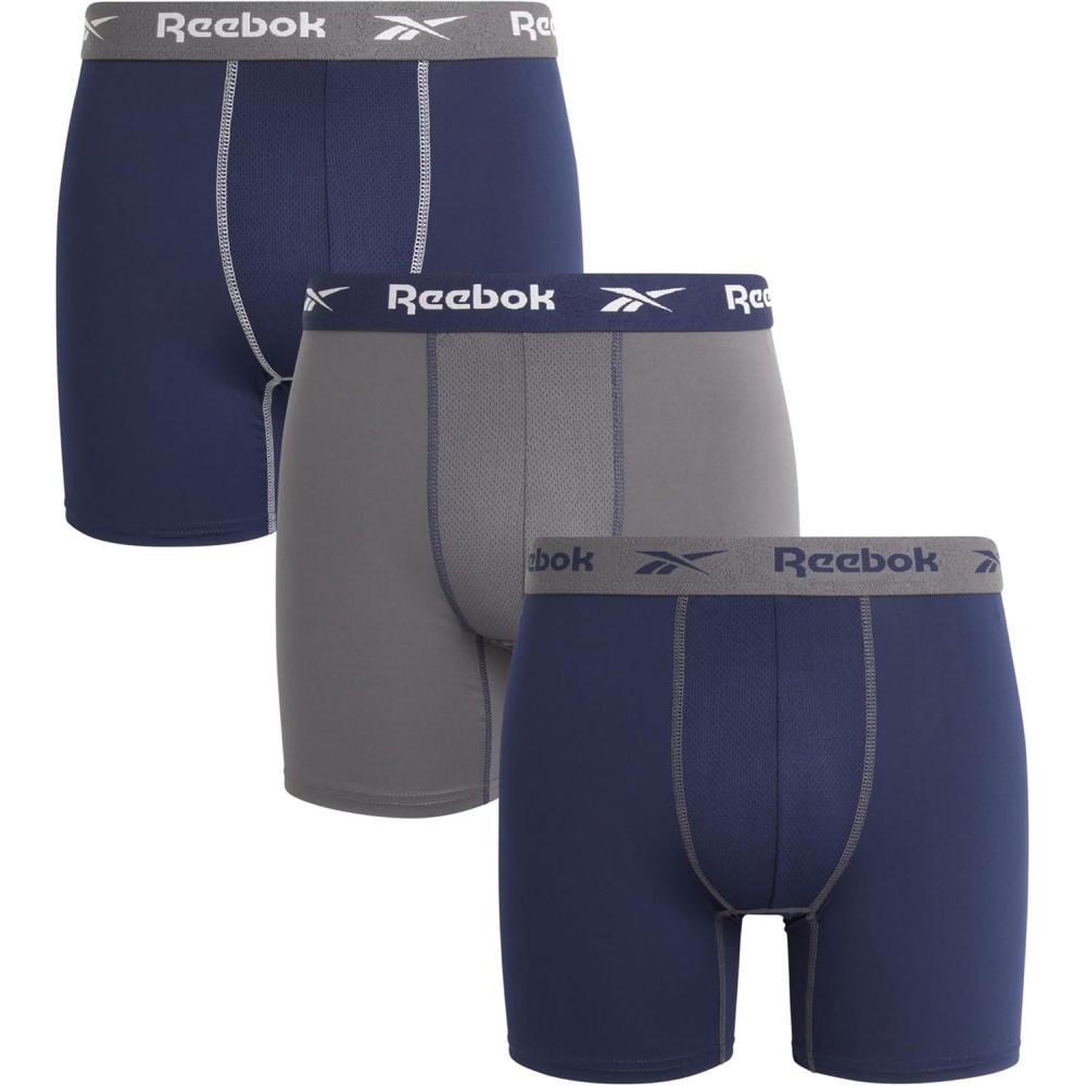 imageReebok Mens Boxer Briefs  3 Pack Stretch Moisture Wicking Mens Underwear with Contour Pouch Boxers for Men Sizes SXLMaritime BlueBlackened PearlBlue