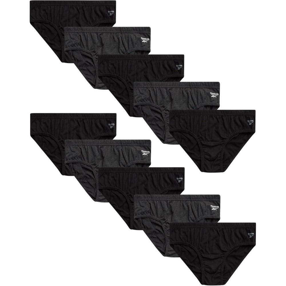 imageReebok Mens Briefs  10 Pack Classic Soft Stretch Low Rise Briefs with Contour Pouch  Underwear for Men Sizes SXLBlackGrey