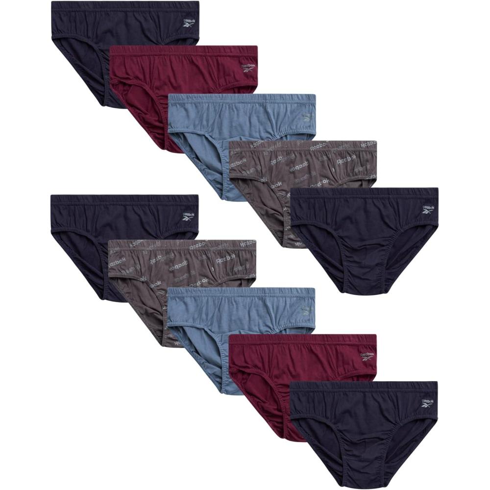 imageReebok Mens Briefs  10 Pack Classic Soft Stretch Low Rise Briefs with Contour Pouch  Underwear for Men Sizes SXLBlueNavyGrape