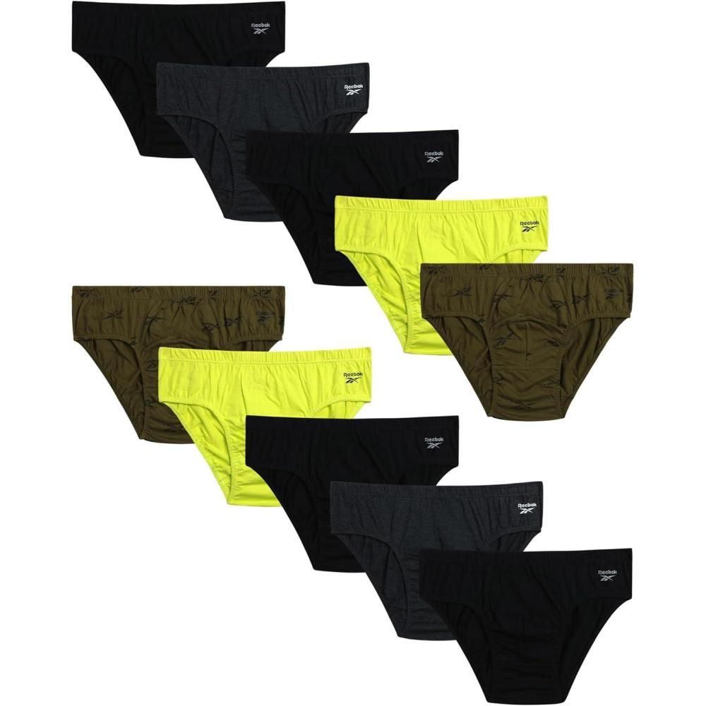imageReebok Mens Briefs  10 Pack Classic Soft Stretch Low Rise Briefs with Contour Pouch  Underwear for Men Sizes SXLCharcoal HeatherEvening PrimrosePrintBlack