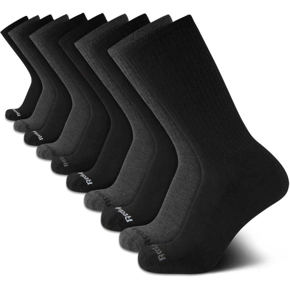 imageReebok Mens Crew Socks  10 Pack Stretch Performance Cushioned Crew Socks  Arch Support Athletic Socks for Men 6125BlackGrey
