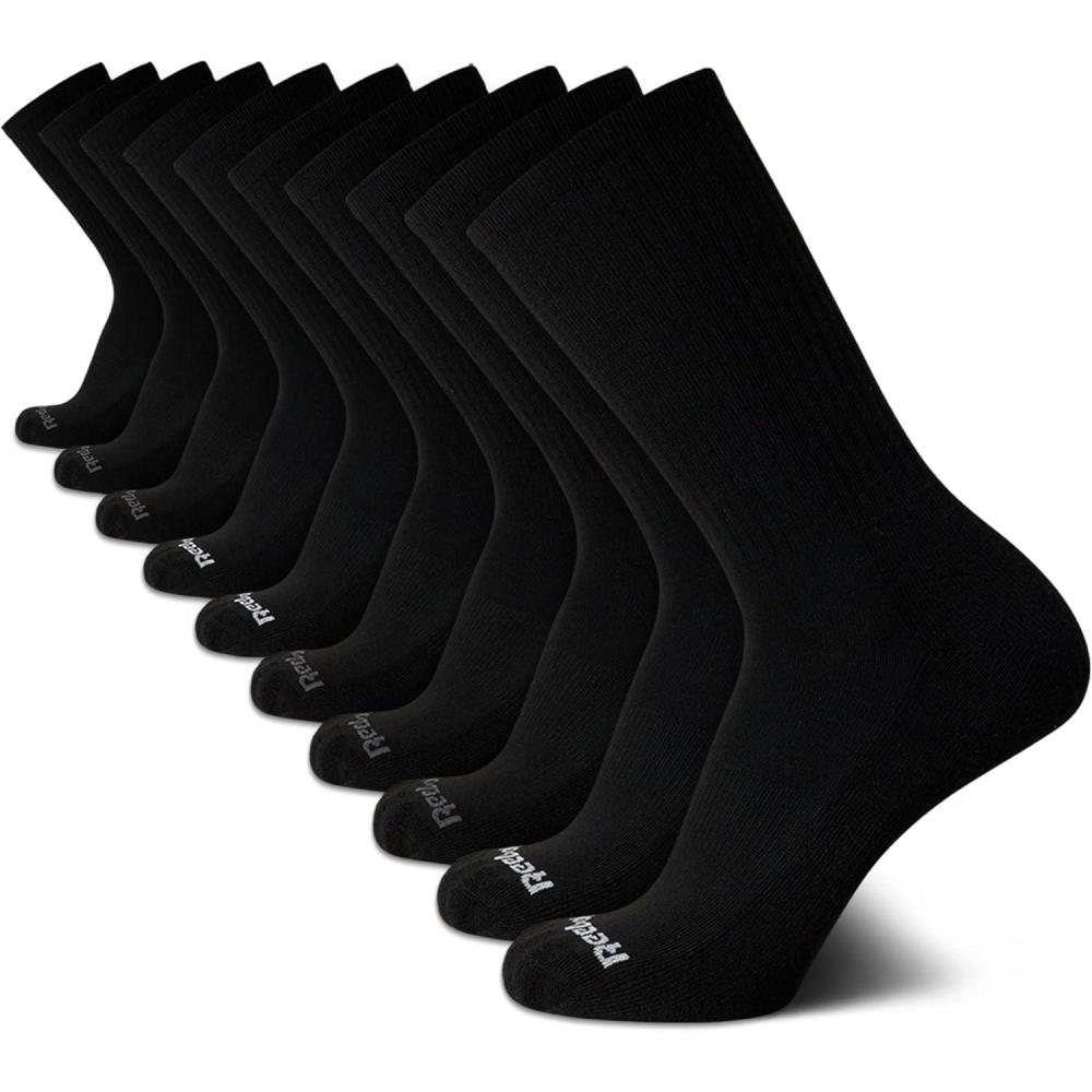 imageReebok Mens Crew Socks  10 Pack Stretch Performance Cushioned Crew Socks  Arch Support Athletic Socks for Men 6125Classic Black