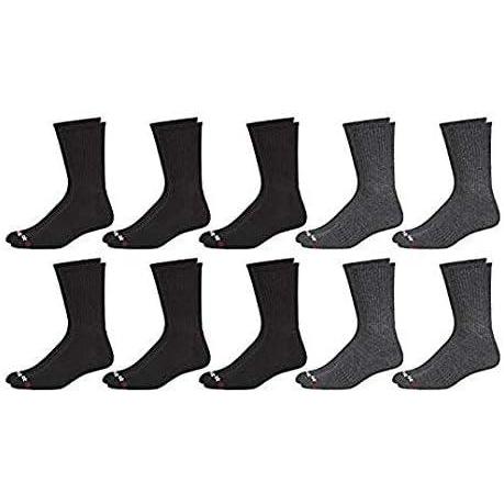 imageReebok Mens Crew Socks  10 Pack Stretch Performance Cushioned Crew Socks  Arch Support Athletic Socks for Men 6125Grey Logo
