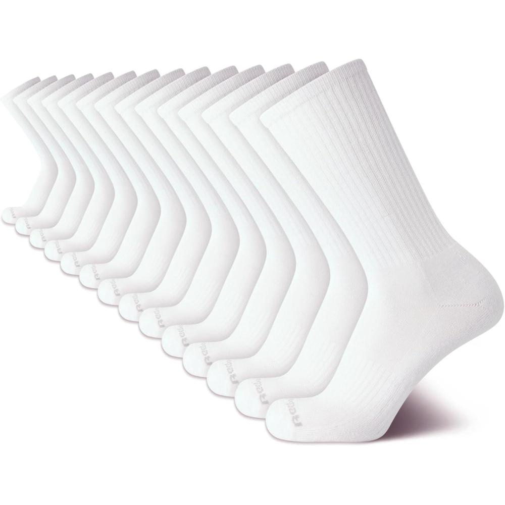 imageReebok Mens Crew Socks  10 Pack Stretch Performance Cushioned Crew Socks  Arch Support Athletic Socks for Men 6125White 14pk