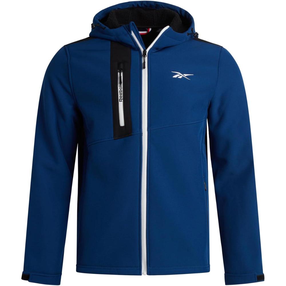 imageReebok Mens Jacket  Weather Resistant Fleece Lined Softshell Jacket Coat  Lightweight Casual Coat for Men MXXLBatik Blue