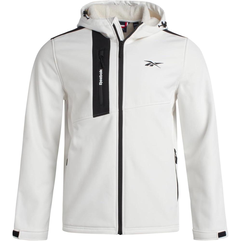 imageReebok Mens Jacket  Weather Resistant Fleece Lined Softshell Jacket Coat  Lightweight Casual Coat for Men MXXLWhite