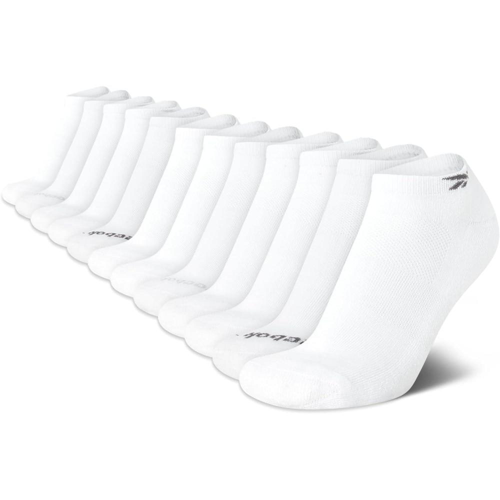 imageReebok Mens Low Cut Socks  12 Pack Performance Cushion Comfort No Show Socks  Breathable Athletic Socks for Men 6125All White