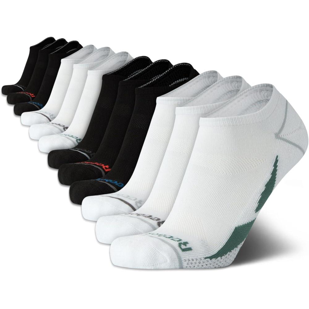 imageReebok Mens Low Cut Socks  12 Pack Performance Cushion Comfort No Show Socks  Breathable Athletic Socks for Men 6125BlackWhite Multi