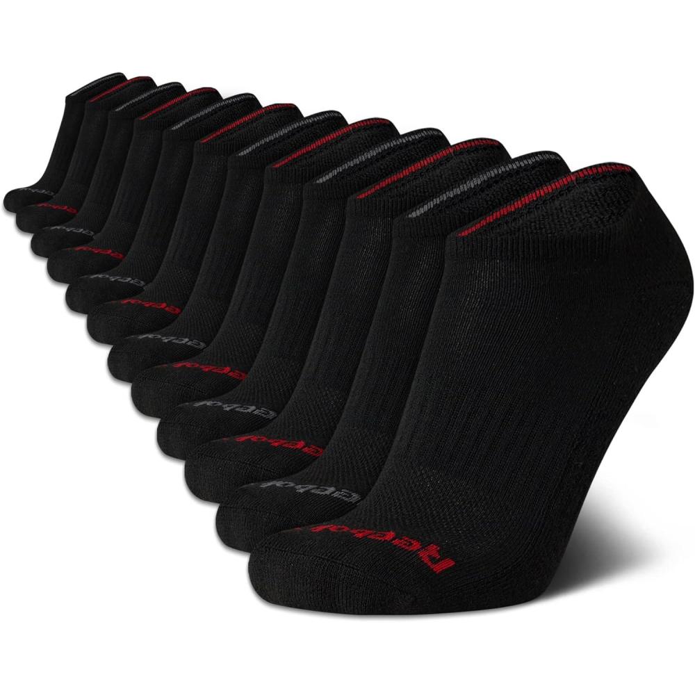 imageReebok Mens Low Cut Socks  12 Pack Performance Cushion Comfort No Show Socks  Breathable Athletic Socks for Men 6125Classic Black