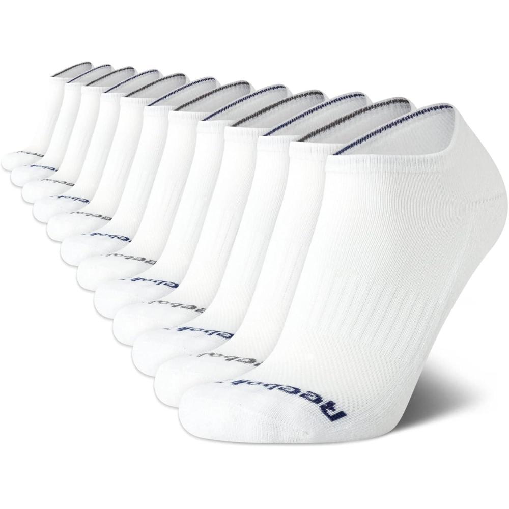 imageReebok Mens Low Cut Socks  12 Pack Performance Cushion Comfort No Show Socks  Breathable Athletic Socks for Men 6125Classic White