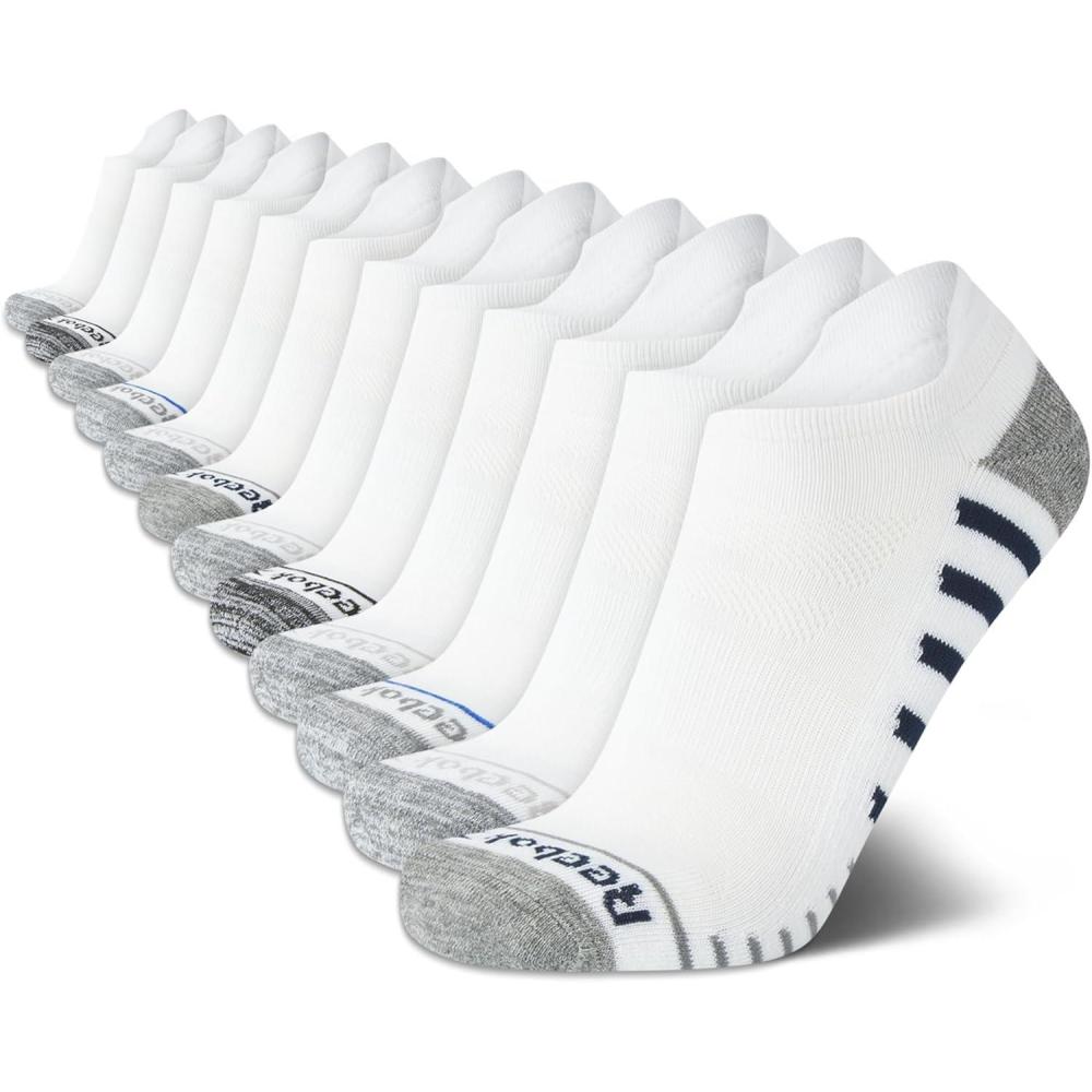 imageReebok Mens Low Cut Socks  12 Pack Performance Cushion Comfort No Show Socks  Breathable Athletic Socks for Men 6125Grey Stripe Multi