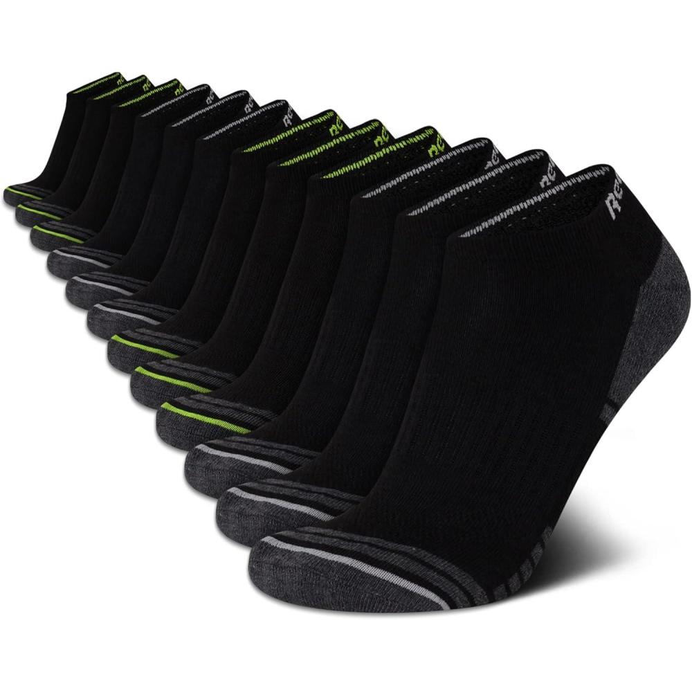 imageReebok Mens Low Cut Socks  12 Pack Performance Cushion Comfort No Show Socks  Breathable Athletic Socks for Men 6125GreyBlack Multi