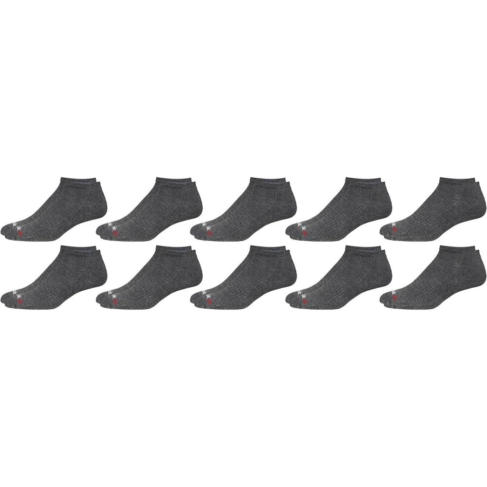 imageReebok Mens Low Cut Socks  12 Pack Performance Cushion Comfort No Show Socks  Breathable Athletic Socks for Men 6125Steel Grey