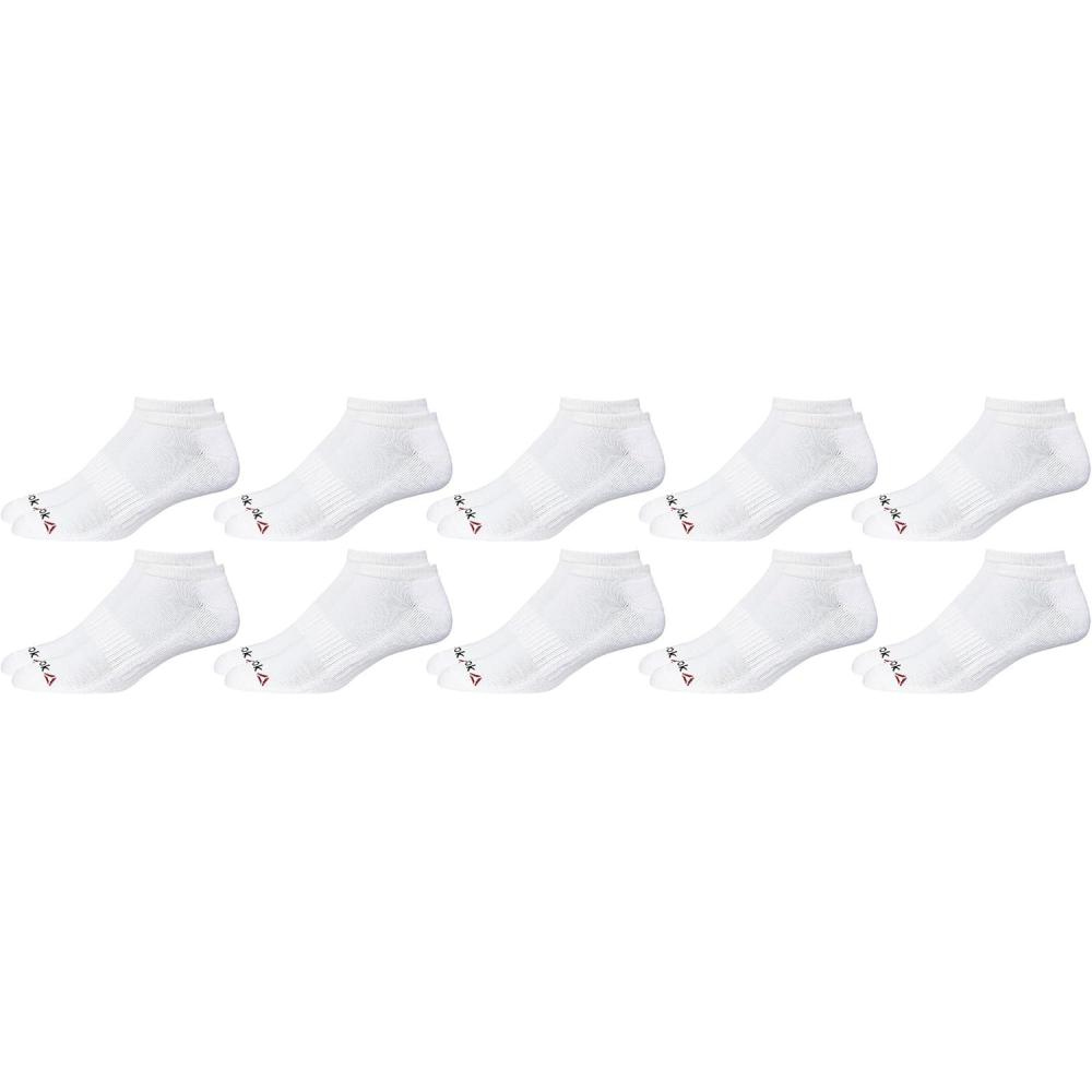 imageReebok Mens Low Cut Socks  12 Pack Performance Cushion Comfort No Show Socks  Breathable Athletic Socks for Men 6125True White