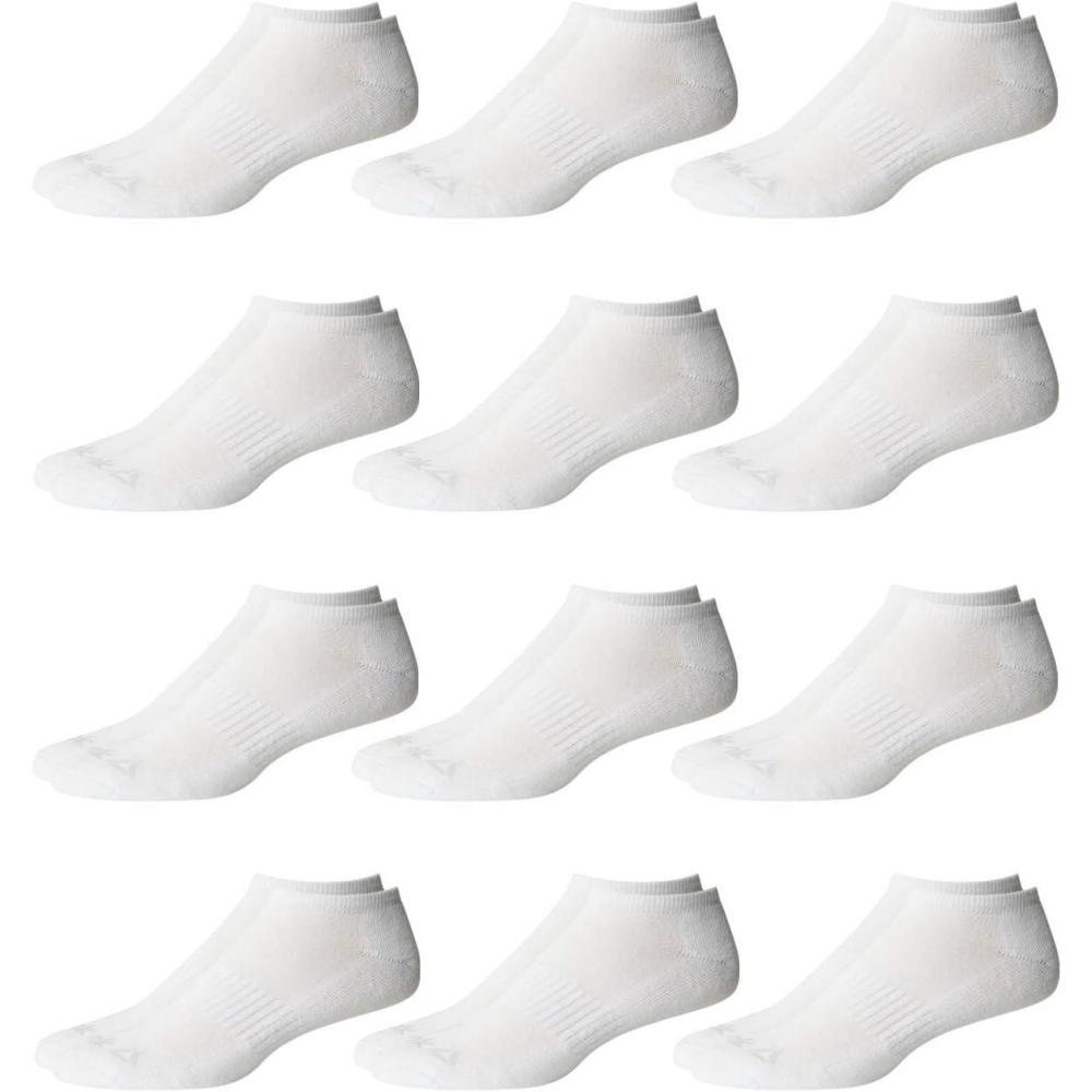imageReebok Mens Low Cut Socks  12 Pack Performance Cushion Comfort No Show Socks  Breathable Athletic Socks for Men 6125White 3