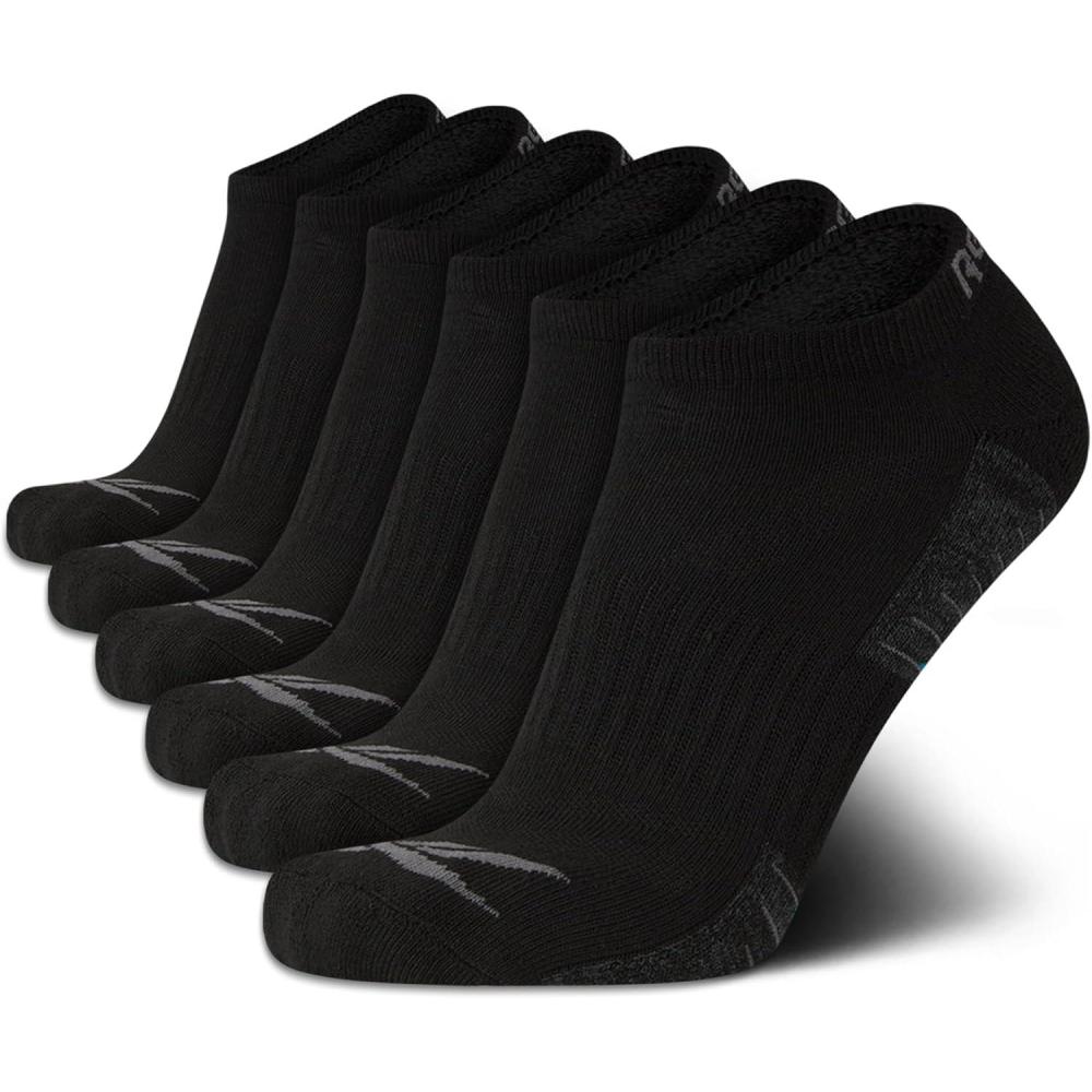 imageReebok Mens Low Cut Socks  6 Pack Basic Cushion Low Cut No Show Socks for Men  Mens Athletic Socks Size 6125Black