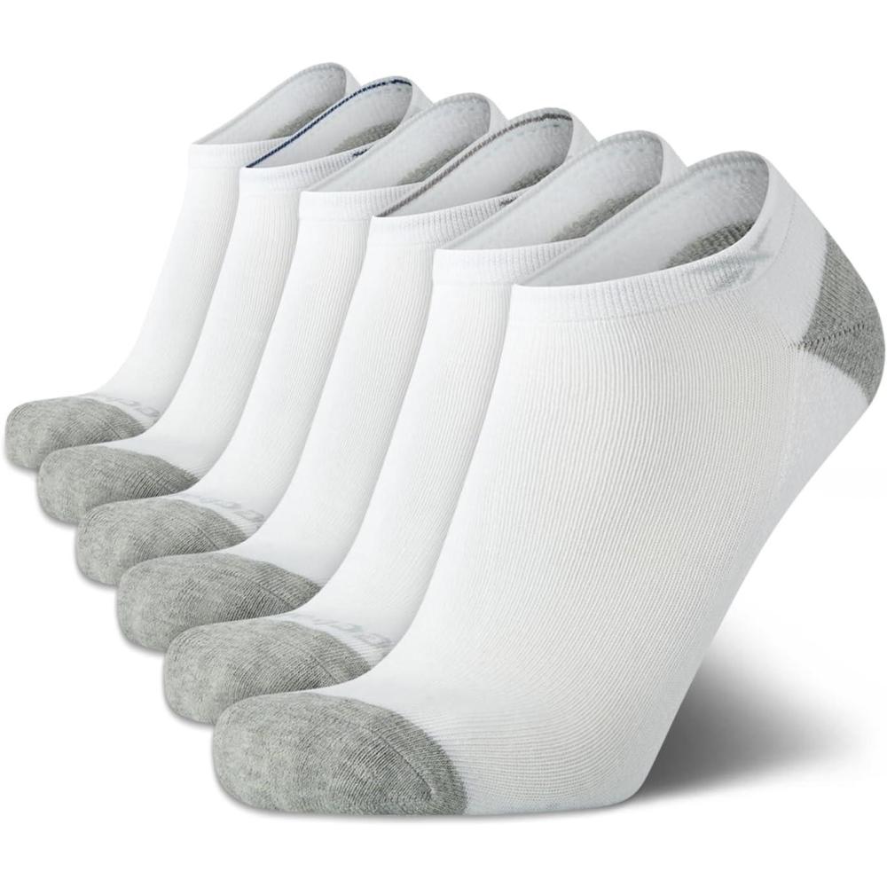imageReebok Mens Low Cut Socks  6 Pack Basic Cushion Low Cut No Show Socks for Men  Mens Athletic Socks Size 6125Bright White