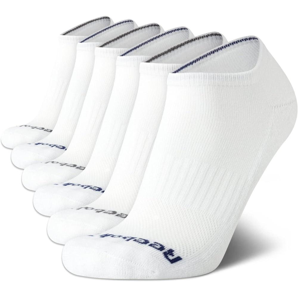 imageReebok Mens Low Cut Socks  6 Pack Basic Cushion Low Cut No Show Socks for Men  Mens Athletic Socks Size 6125Classic White