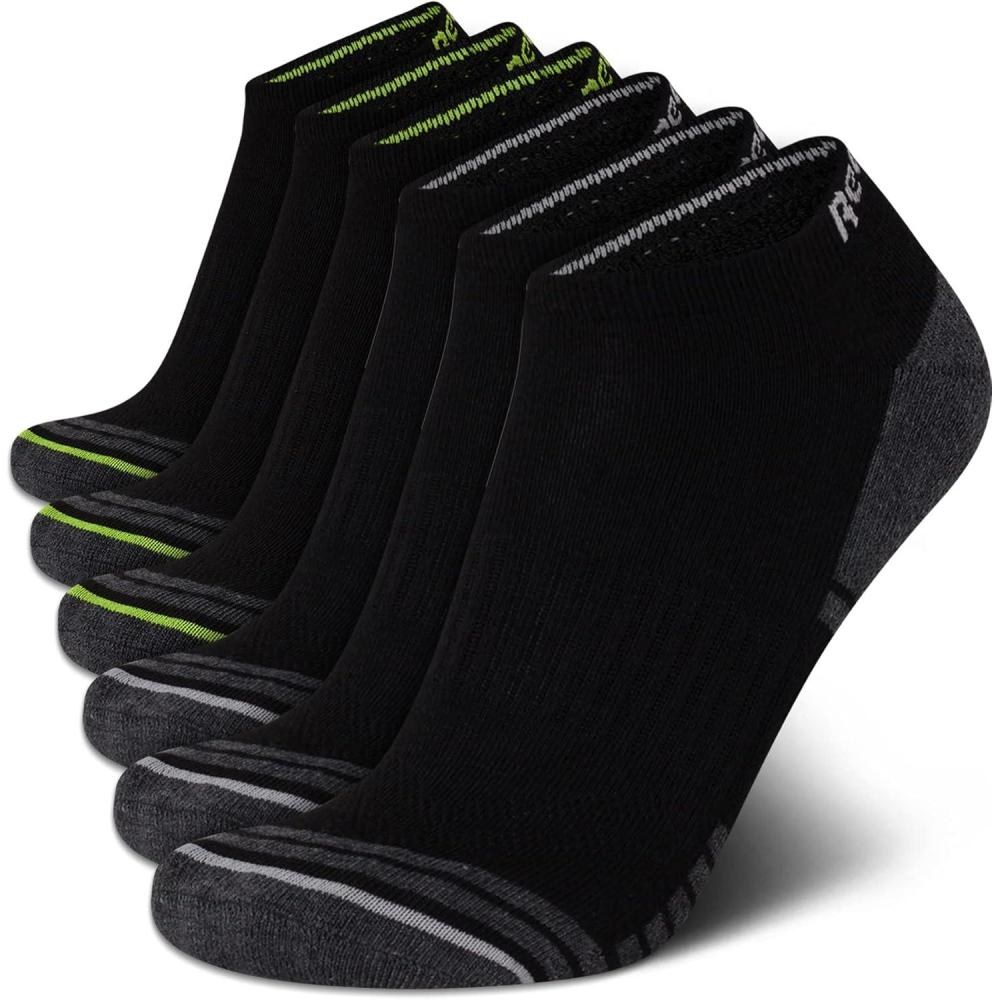 imageReebok Mens Low Cut Socks  6 Pack Basic Cushion Low Cut No Show Socks for Men  Mens Athletic Socks Size 6125GreyBlack