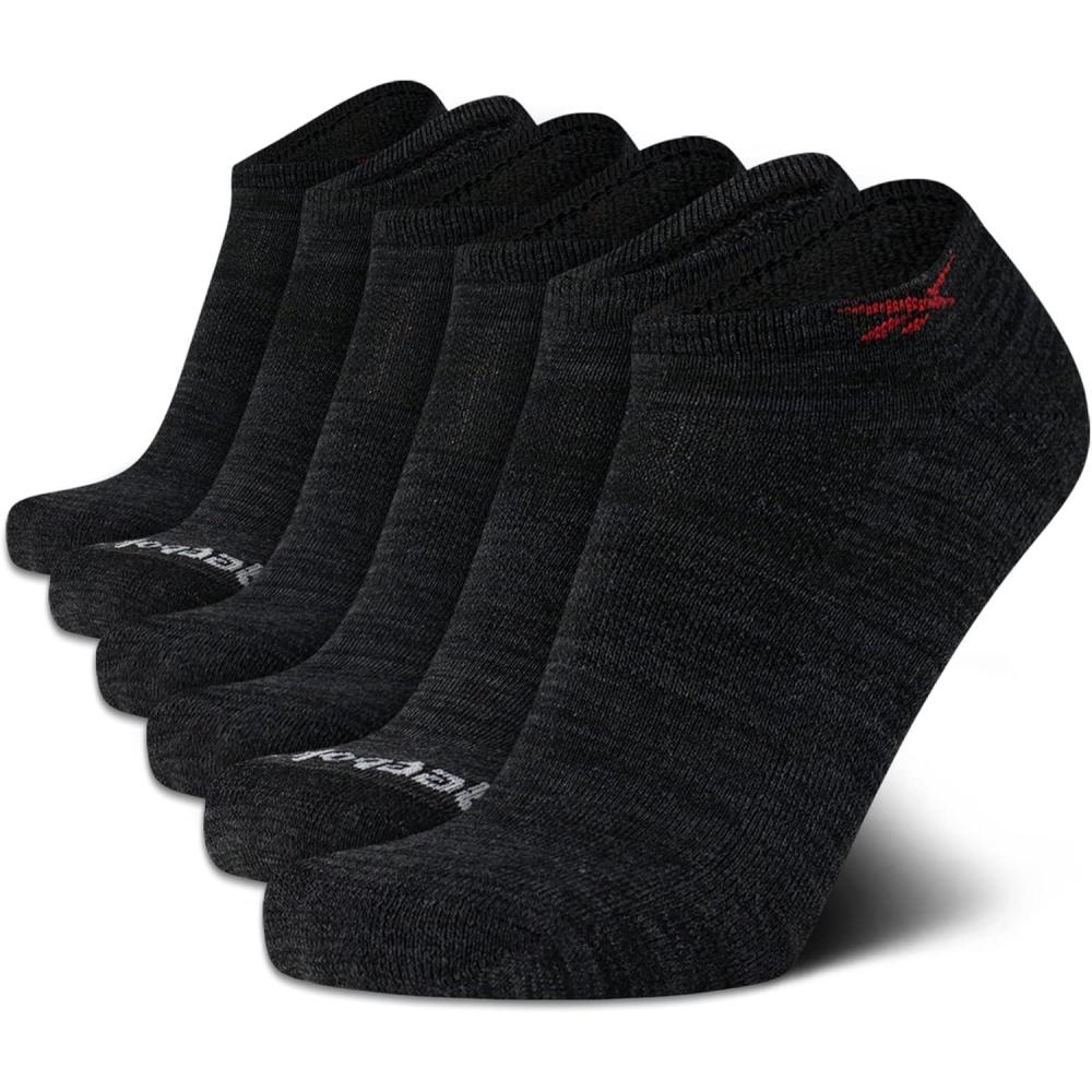 imageReebok Mens Low Cut Socks  6 Pack Basic Cushioned No Show Athletic Socks for Men Size 6125All Black