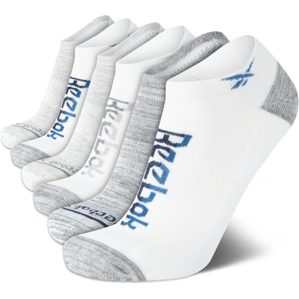 imageReebok Mens Low Cut Socks  6 Pack Basic Cushioned No Show Athletic Socks for Men Size 6125Grey Assorted