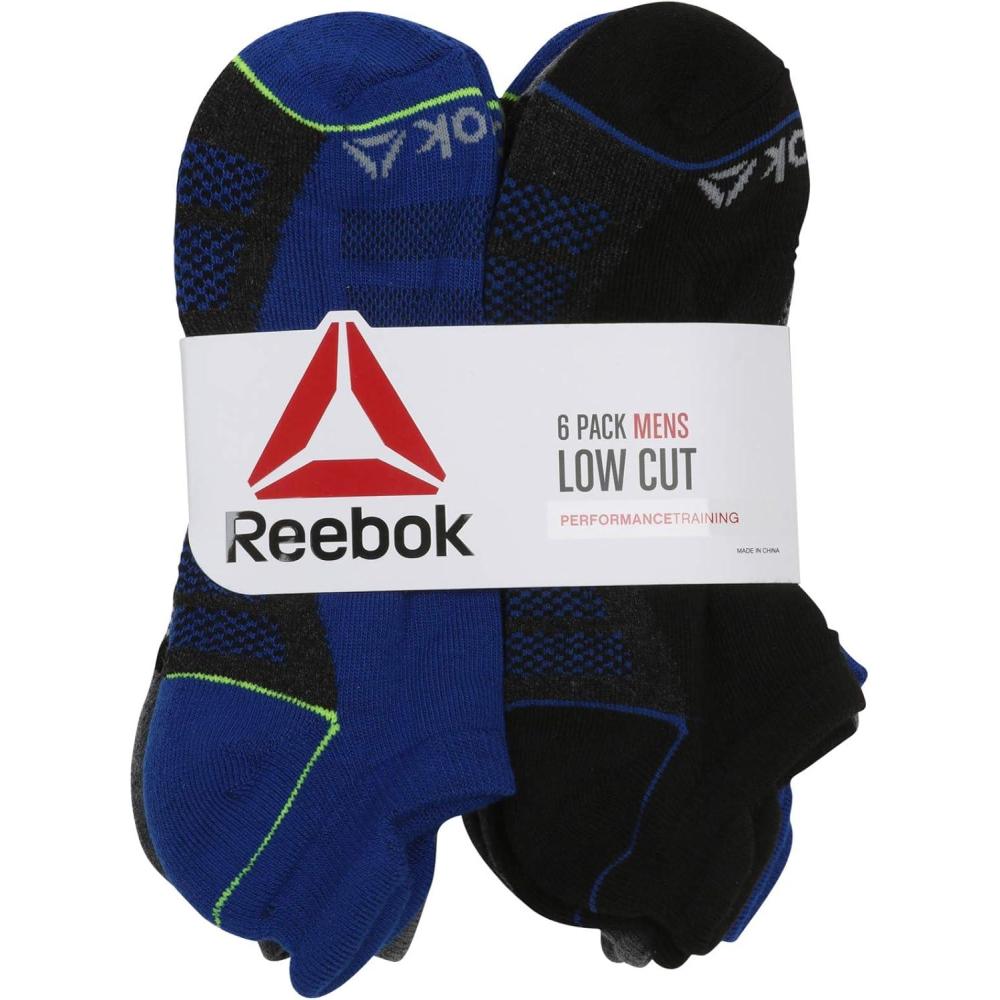 imageReebok Mens Low Cut Socks  6 Pack Basic Cushioned No Show Athletic Socks for Men Size 6125Navy Assortment