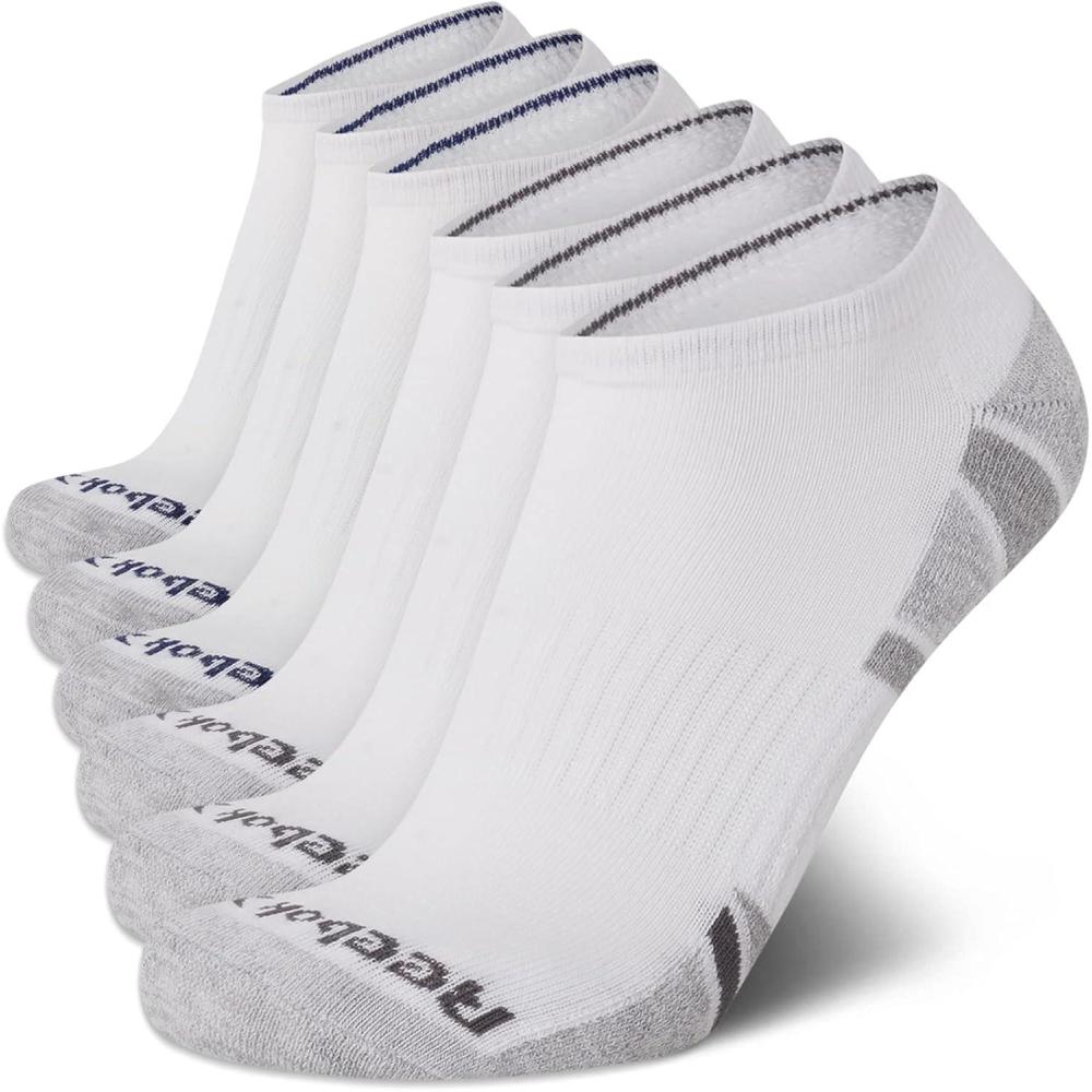 imageReebok Mens Low Cut Socks  6 Pack Basic Cushioned No Show Athletic Socks for Men Size 6125Pure White