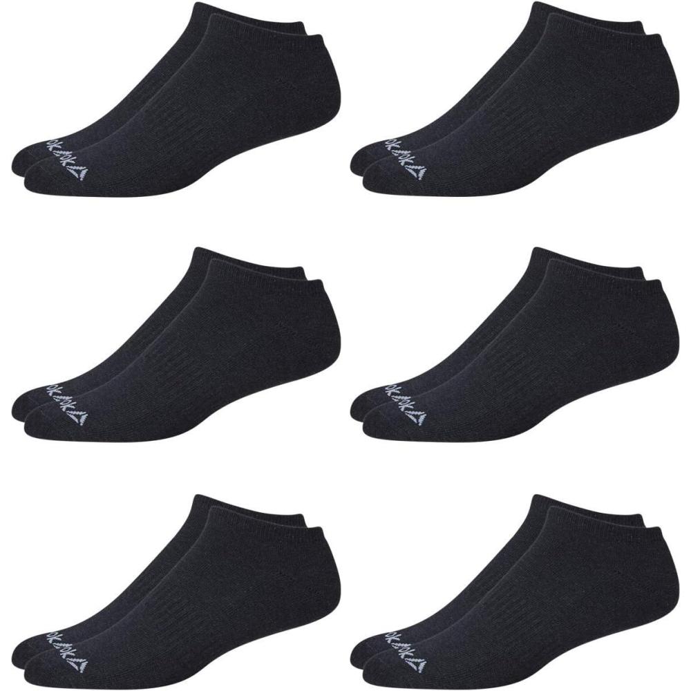 imageReebok Mens Low Cut Socks  6 Pack Basic Cushioned No Show Athletic Socks for Men Size 6125Shadow Black
