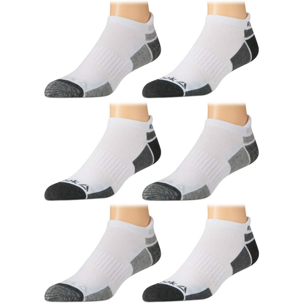 imageReebok Mens Low Cut Socks  6 Pack Basic Cushioned No Show Athletic Socks for Men Size 6125Whitegrey 2