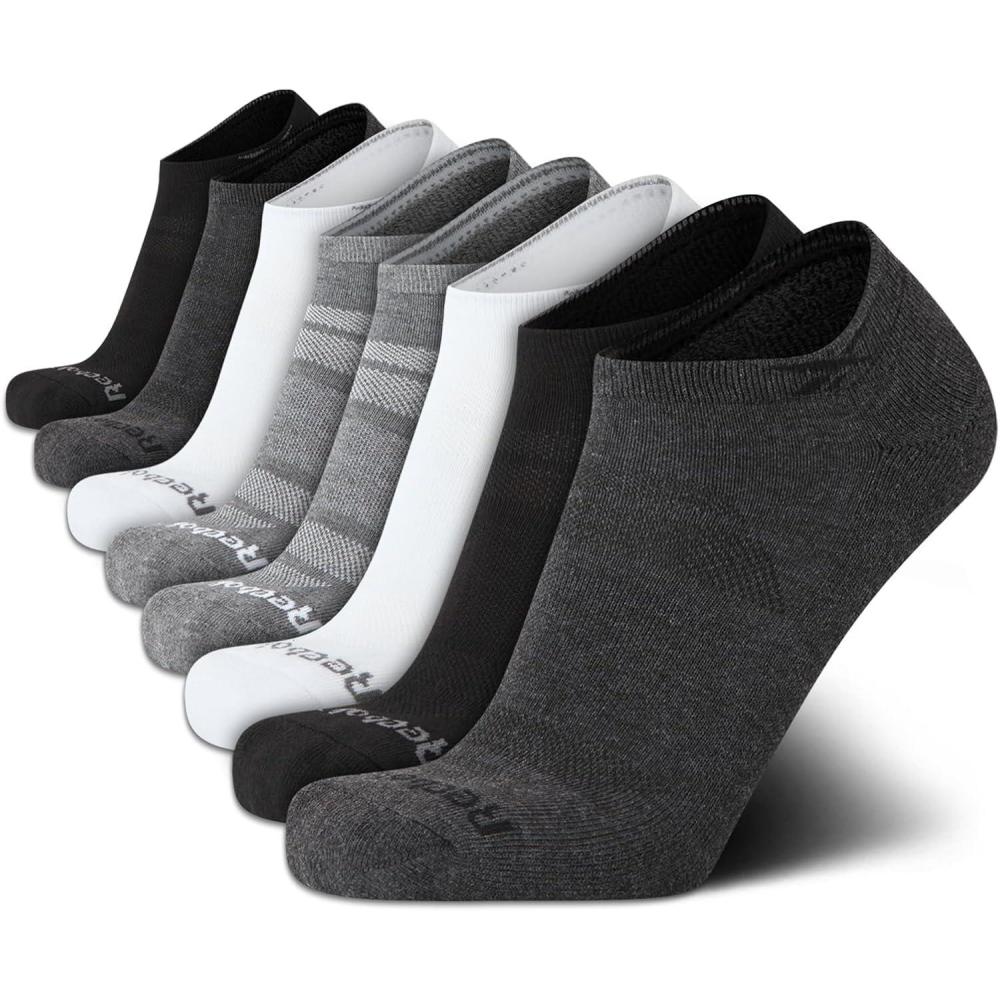 imageReebok Mens Low Cut Socks  8 Pack Stretch Performance Basic No Show  Flat Athletic Socks for Men Shoe Size 6125Grey Assorted