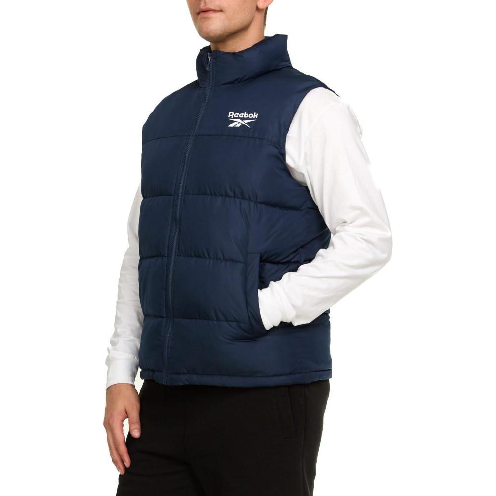 imageReebok Mens Puffer Vest for Winter Lightweight Down Alternative Mens Outerwear Vests Winter Vest for Men Puffy VestNavy